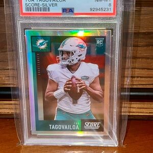 Tua Tagovailoa Score Silver Football Card PSA 8